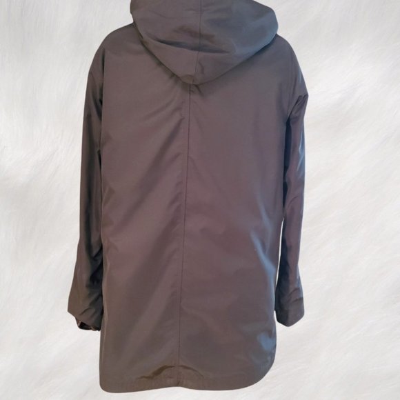 REVERSIBLE Black and Faux Fur Leopard Print Mid-Length Hooded Coat Jacket Size S - Picture 8 of 12